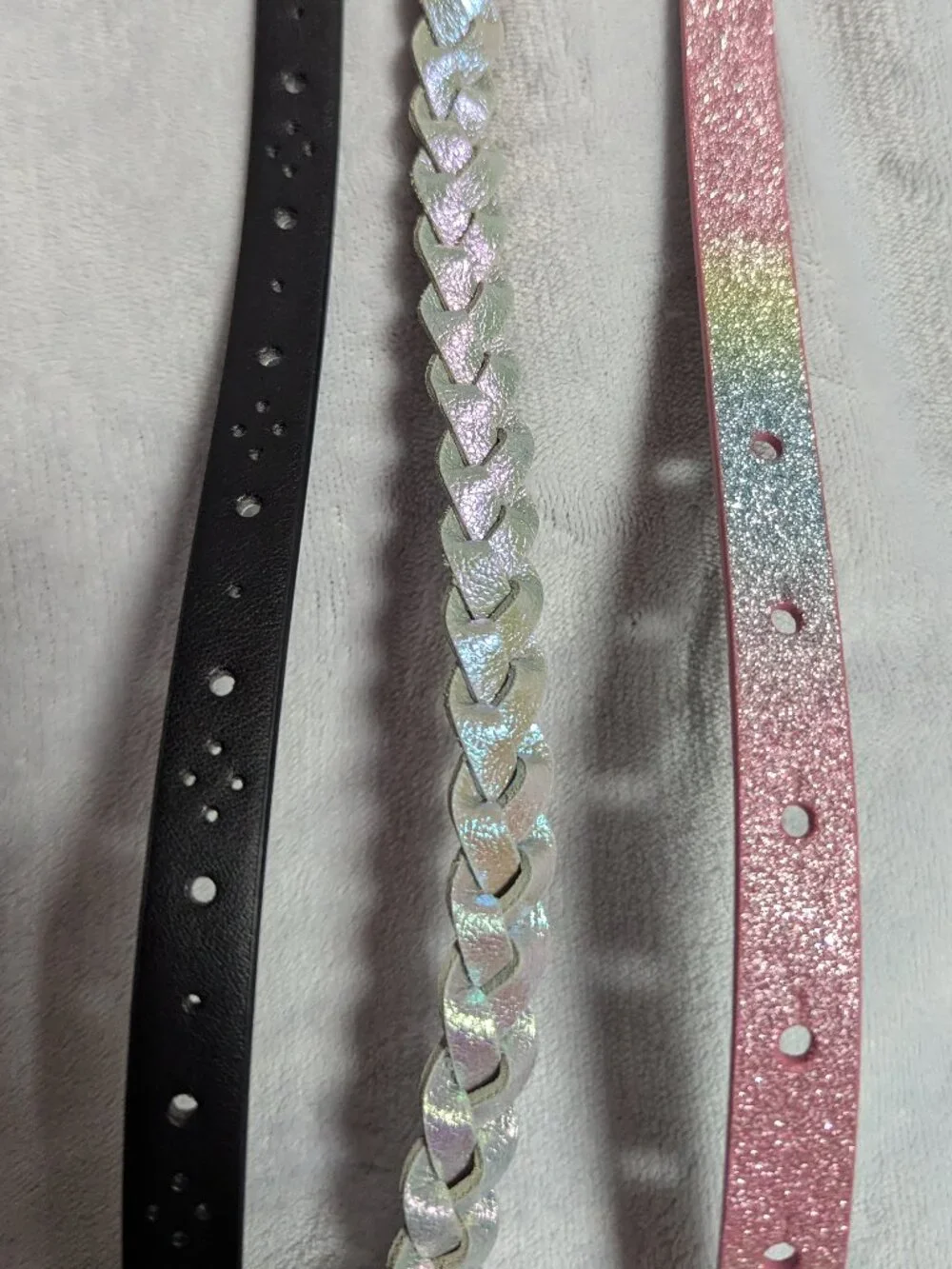 NWT Cat & Jack Girls Belts Bundle – 3 Sets Glitter, Braided & Black (Size M)